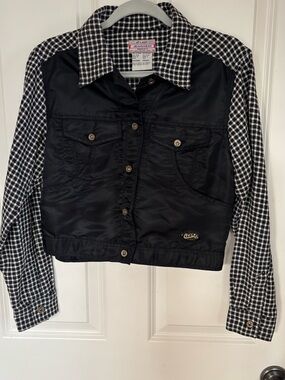 At Last Black and White Mixed-Media Jean Jacket
